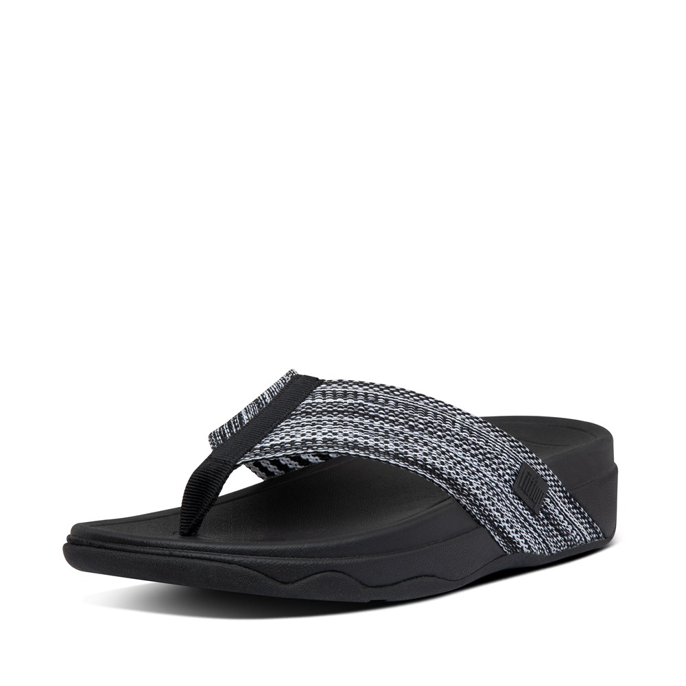 Fitflop Womens Sandals Black - Surfa Toe-post - 92SJBUQXK